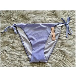 Victorias Secret Lavender Purple Ribbed Side Tie Cheeky Swim Bikini Bottom XL